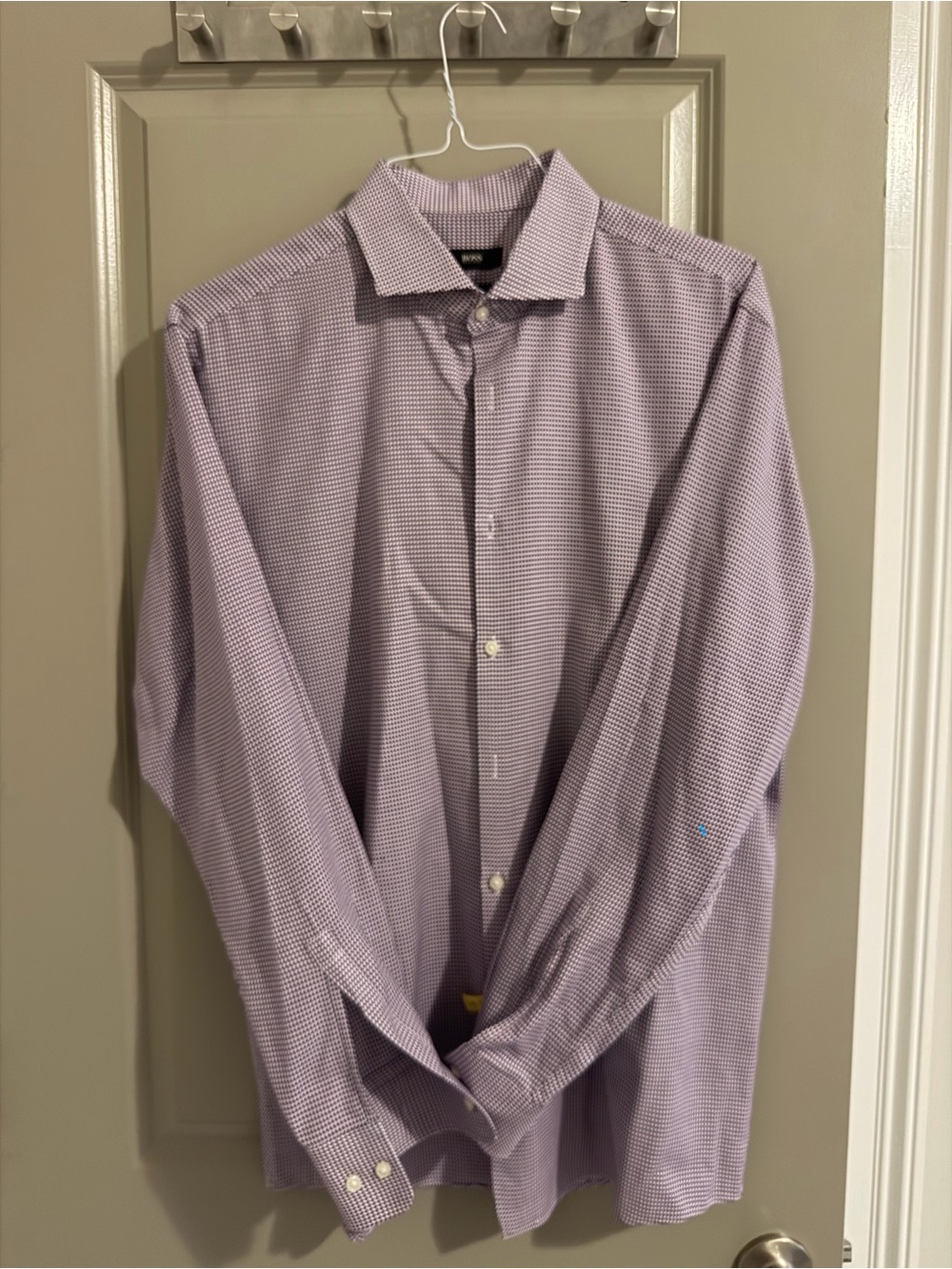 Hugo Boss Lavender Micro-Check Dress Shirt
